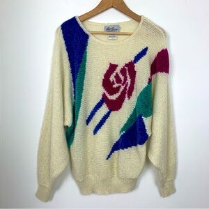 Vintage 80s Phil Caray Floral Abstract Sweater